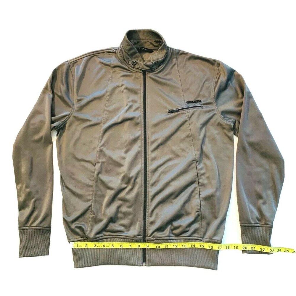 Sean John Fleece Lined‎ Bomber Jacket Full Zip Zipper Pocket Snap Closure M Gray - Picture 8 of 12